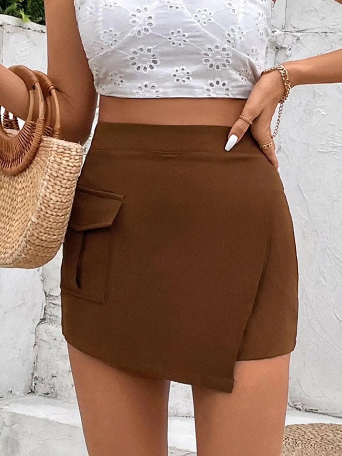 Trendsi High waist pocketed shorts