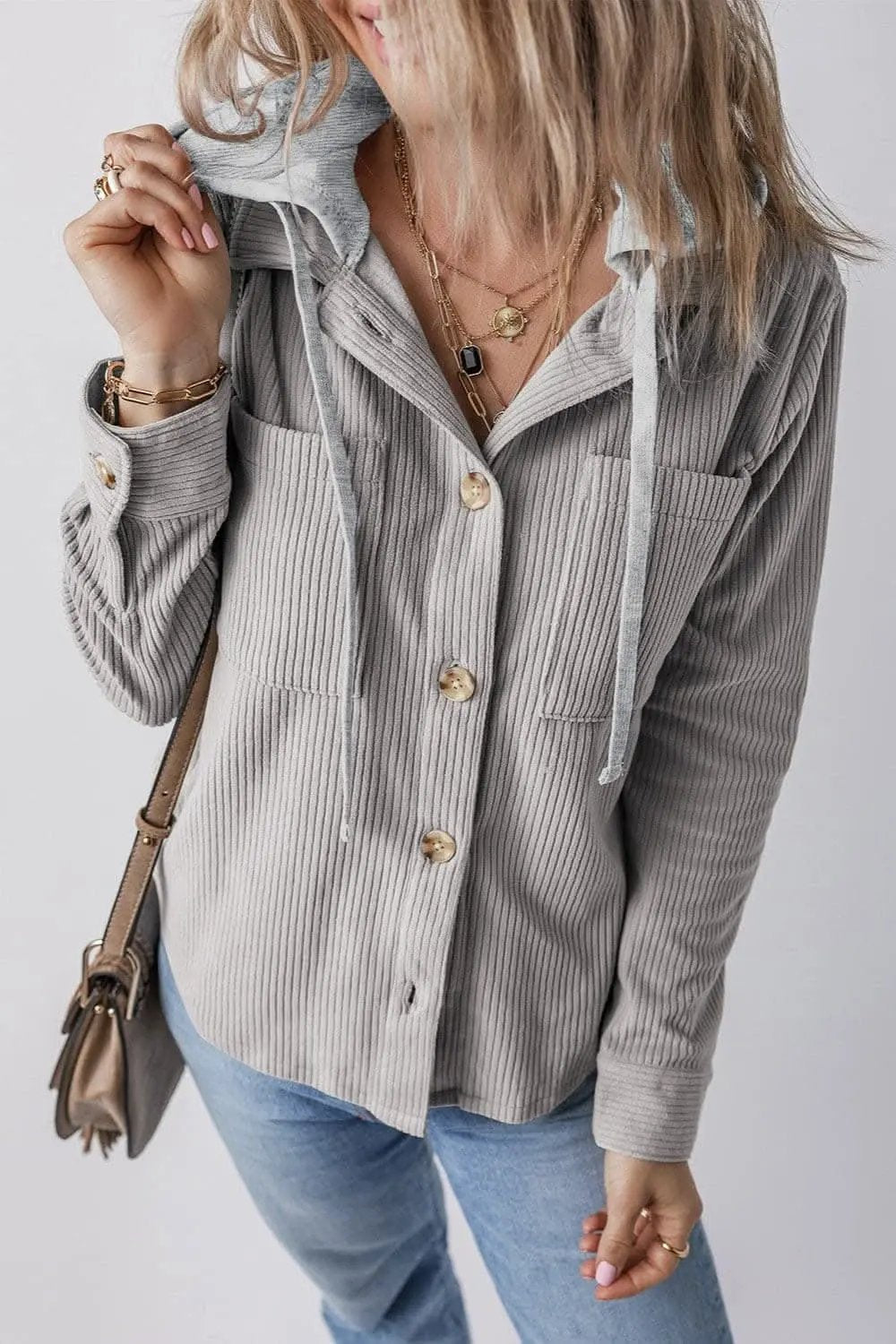 Jackets Trendsi Hooded drawstring jacket with pockets