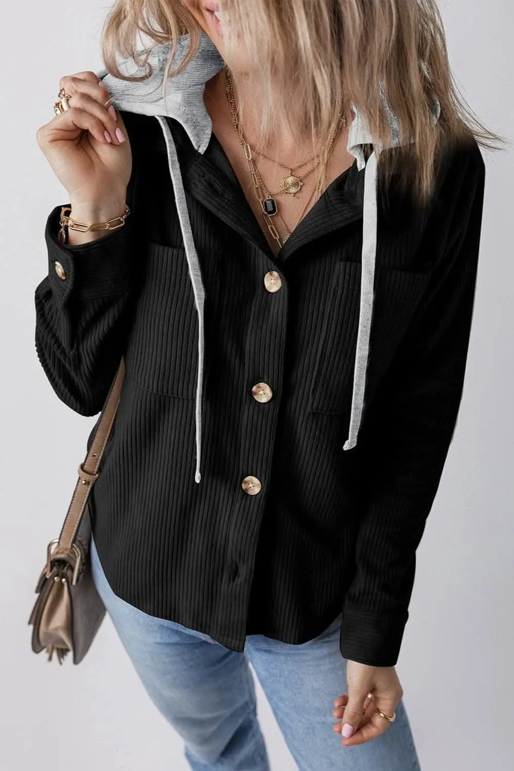 Jackets Trendsi Hooded drawstring jacket with pockets
