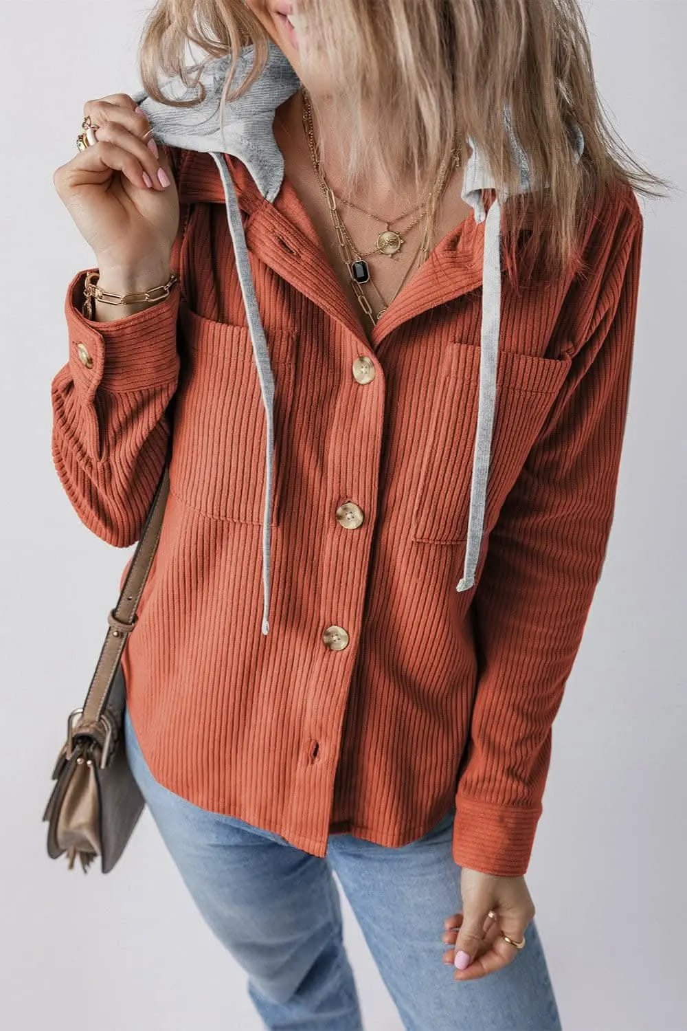Jackets Trendsi Hooded drawstring jacket with pockets