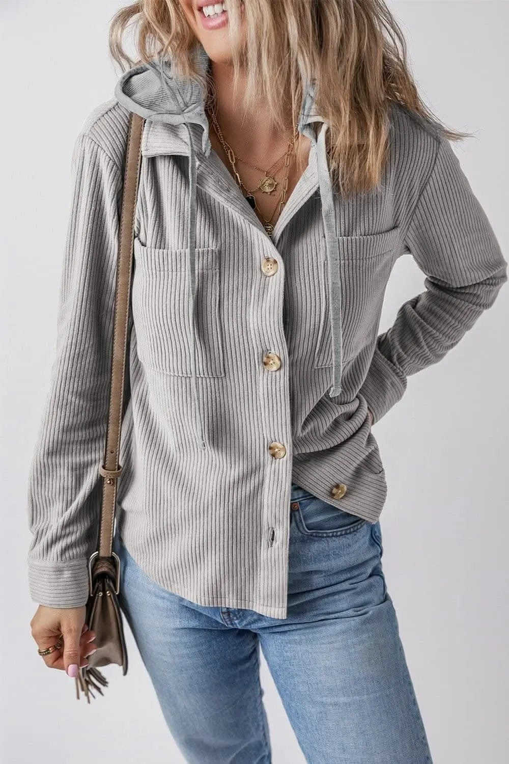 Jackets Trendsi Hooded drawstring jacket with pockets