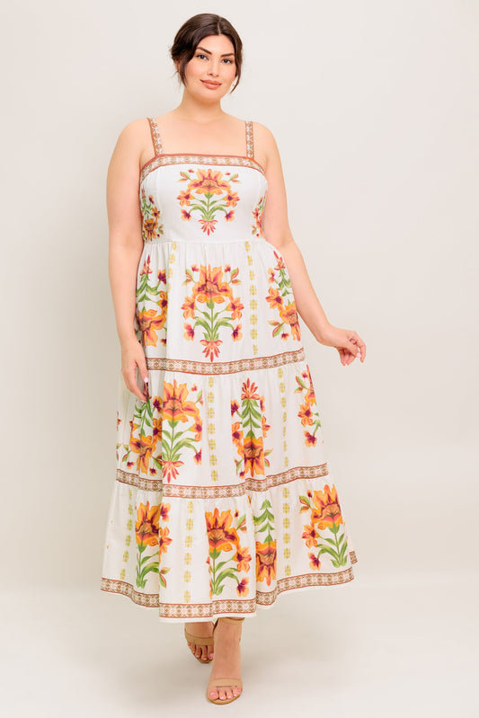 LOVELIEST MUSE IVORY WOVEN MIDI DRESS