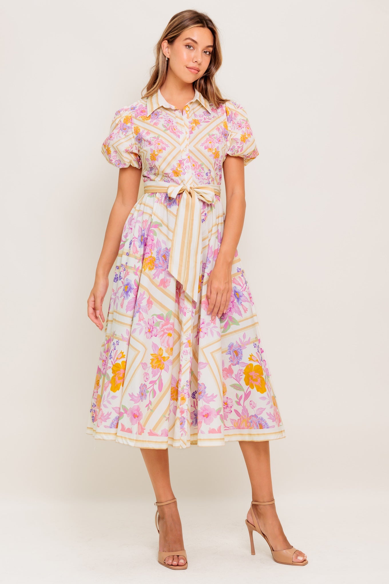 PETAL WHISPER WOVEN MIDI DRESS