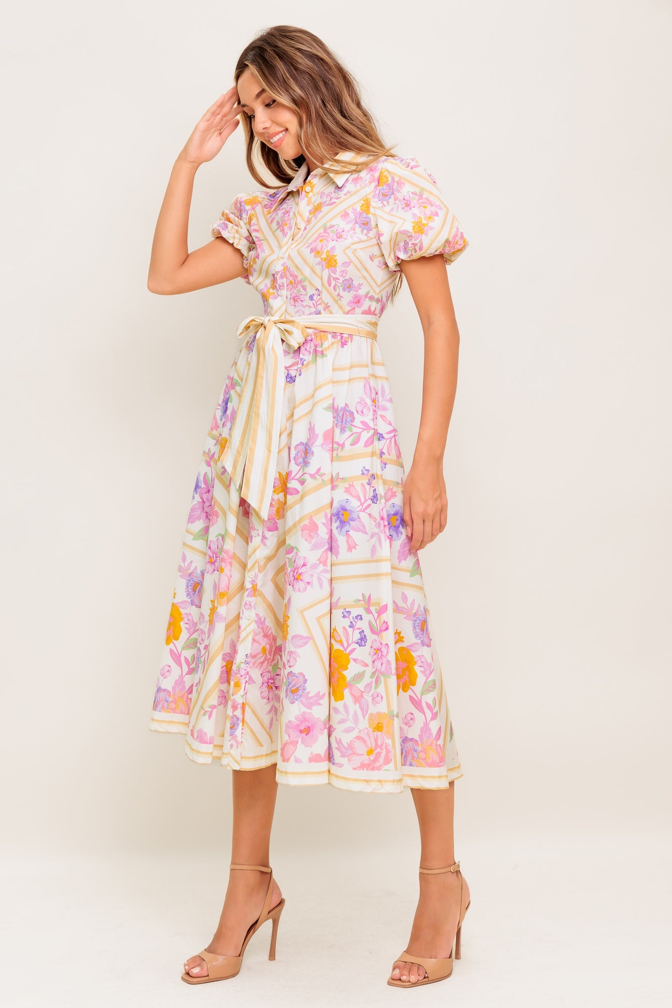 PETAL WHISPER WOVEN MIDI DRESS