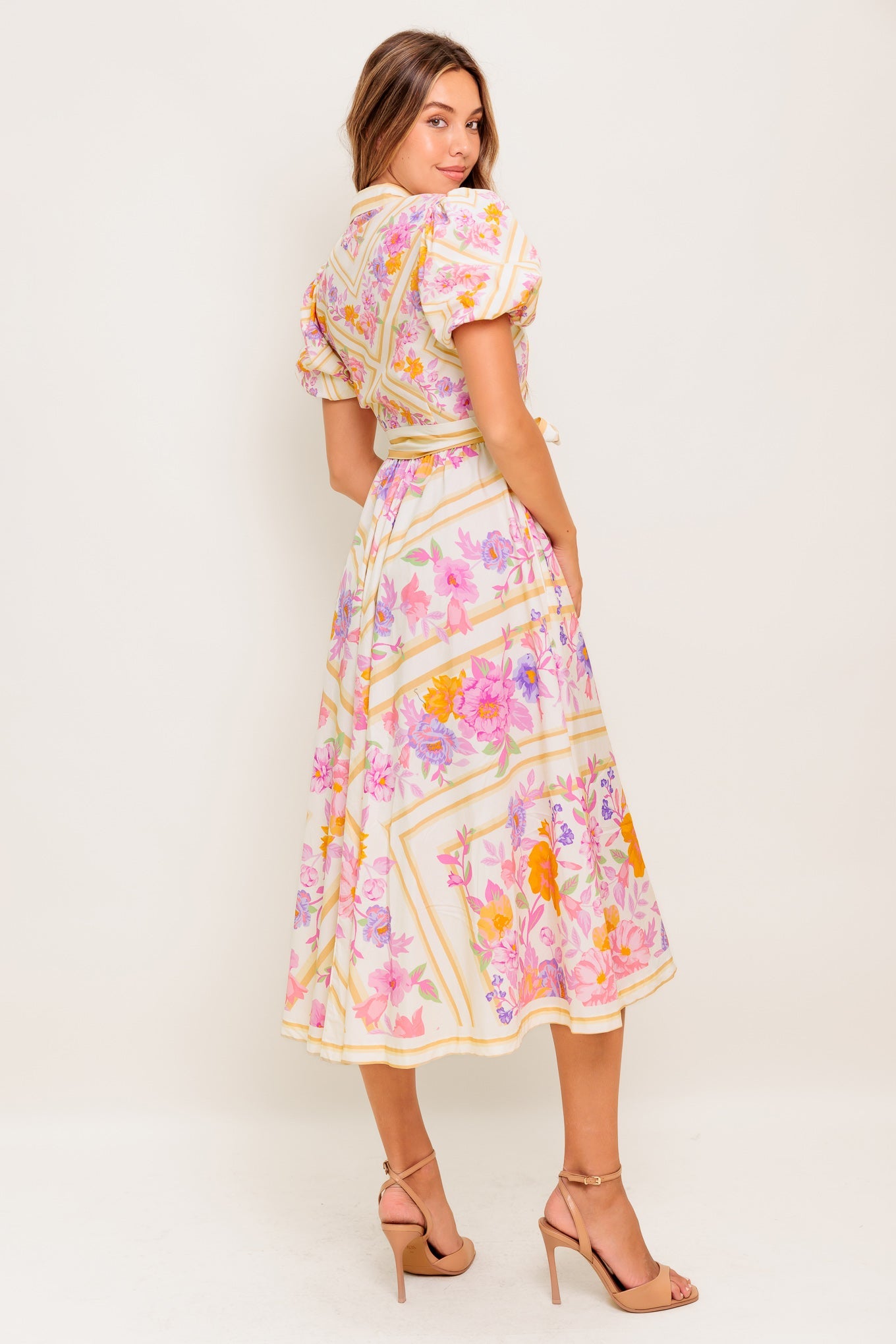 PETAL WHISPER WOVEN MIDI DRESS