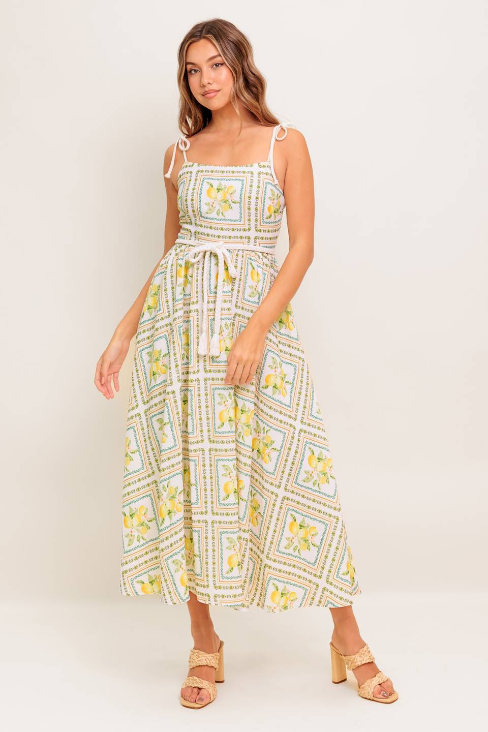 VACAY VIBES IVORY WOVEN MIDI DRESS