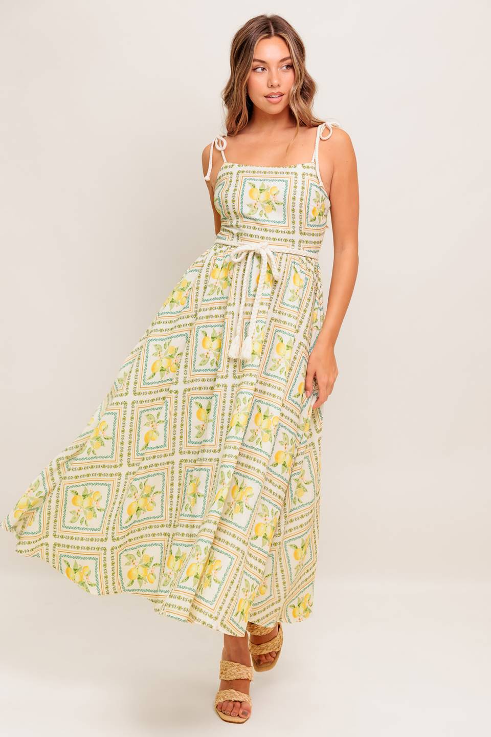 VACAY VIBES IVORY WOVEN MIDI DRESS