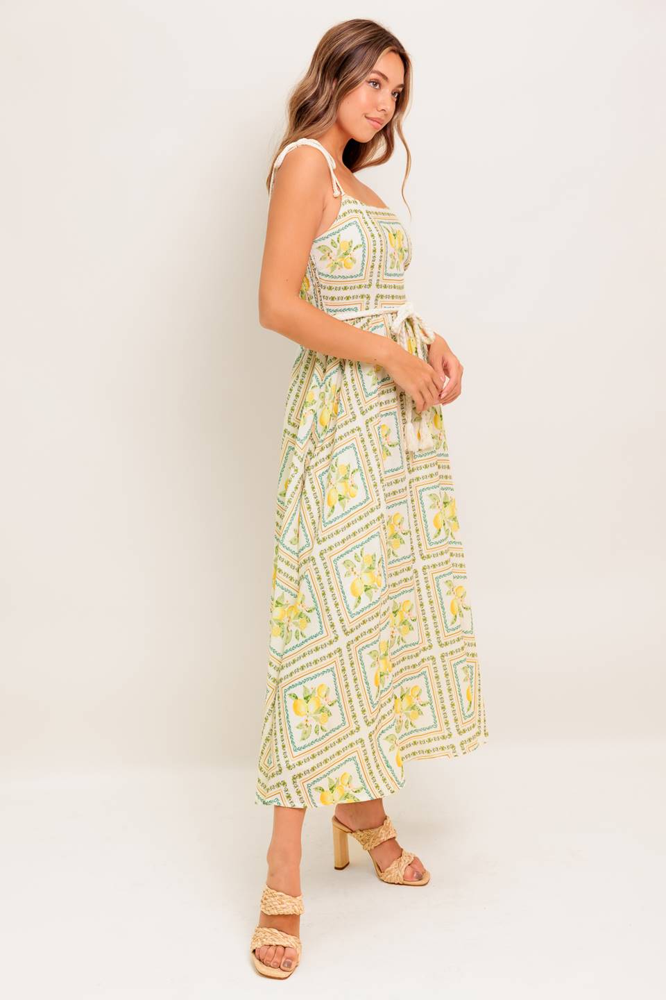 VACAY VIBES IVORY WOVEN MIDI DRESS