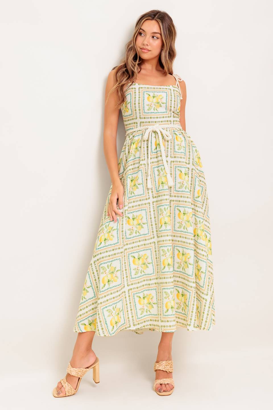 VACAY VIBES IVORY WOVEN MIDI DRESS