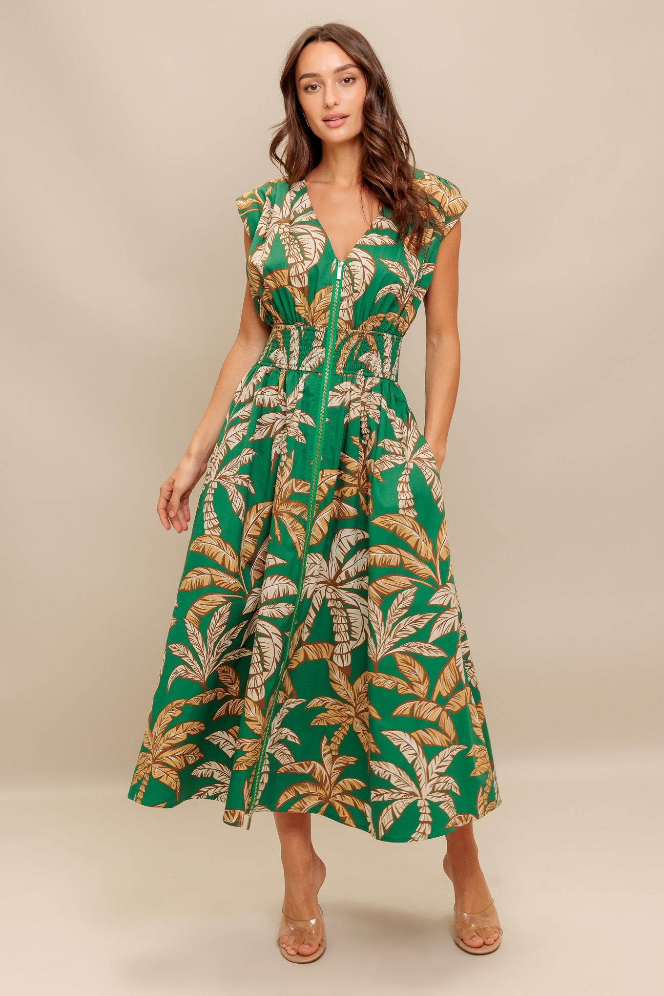 LUSH STILLNESS WOVEN MIDI DRESS