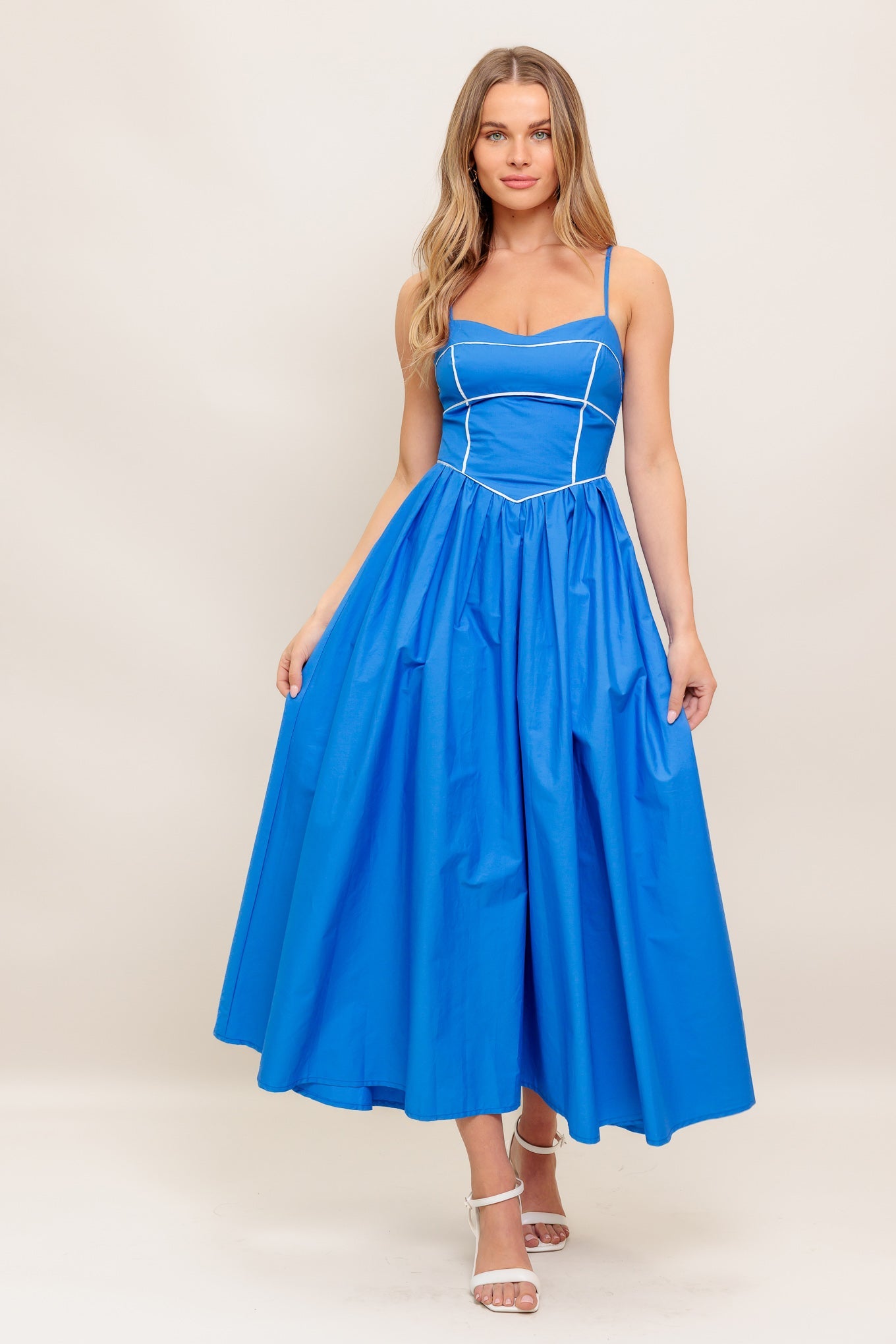 KISSABLE KNOT BLUE WOVEN MIDI DRESS