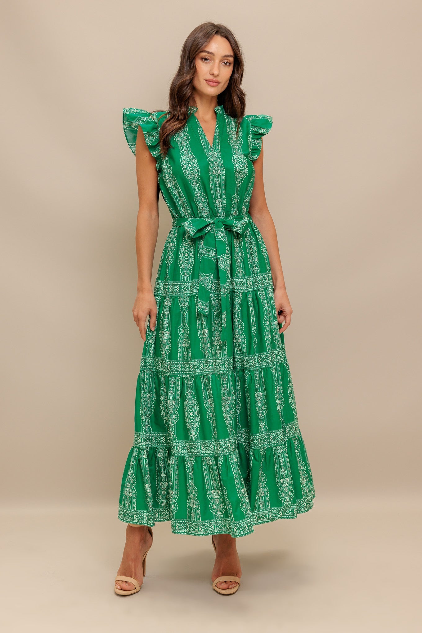 TROPICAL TWIRL WOVEN MIDI DRESS