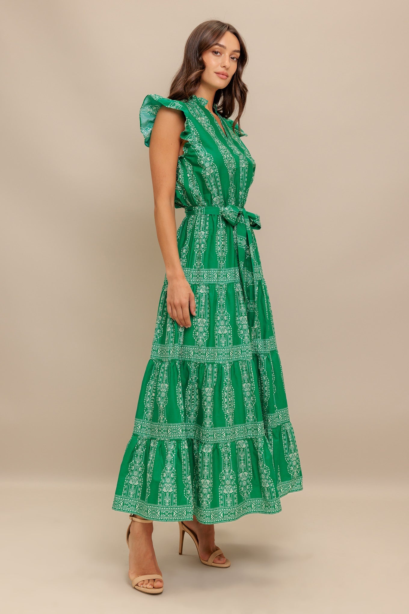 TROPICAL TWIRL WOVEN MIDI DRESS