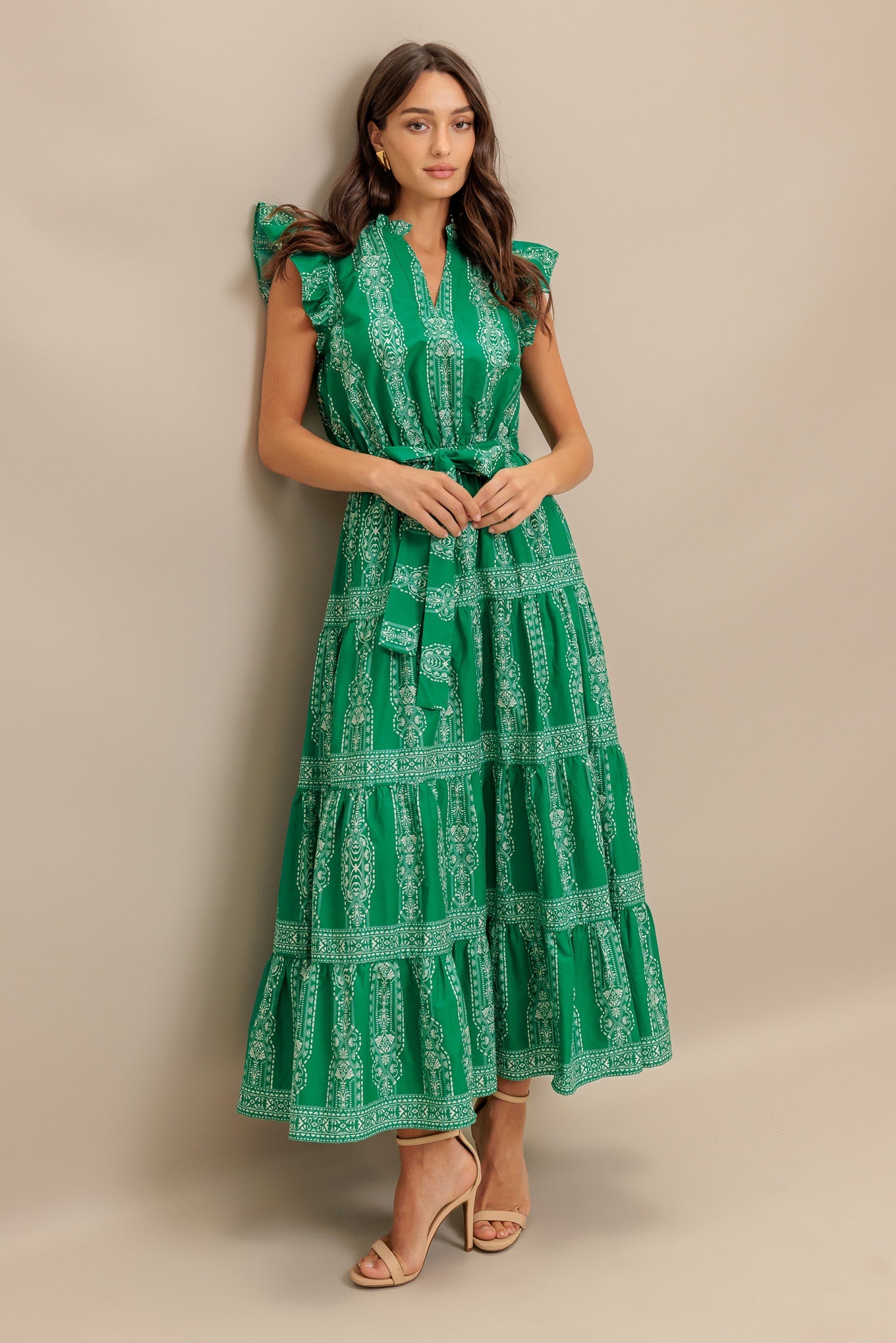 TROPICAL TWIRL WOVEN MIDI DRESS