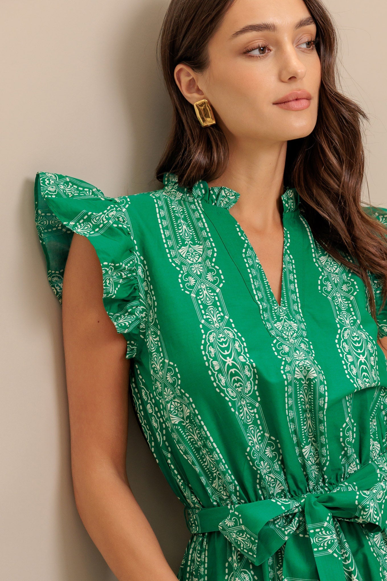 TROPICAL TWIRL WOVEN MIDI DRESS
