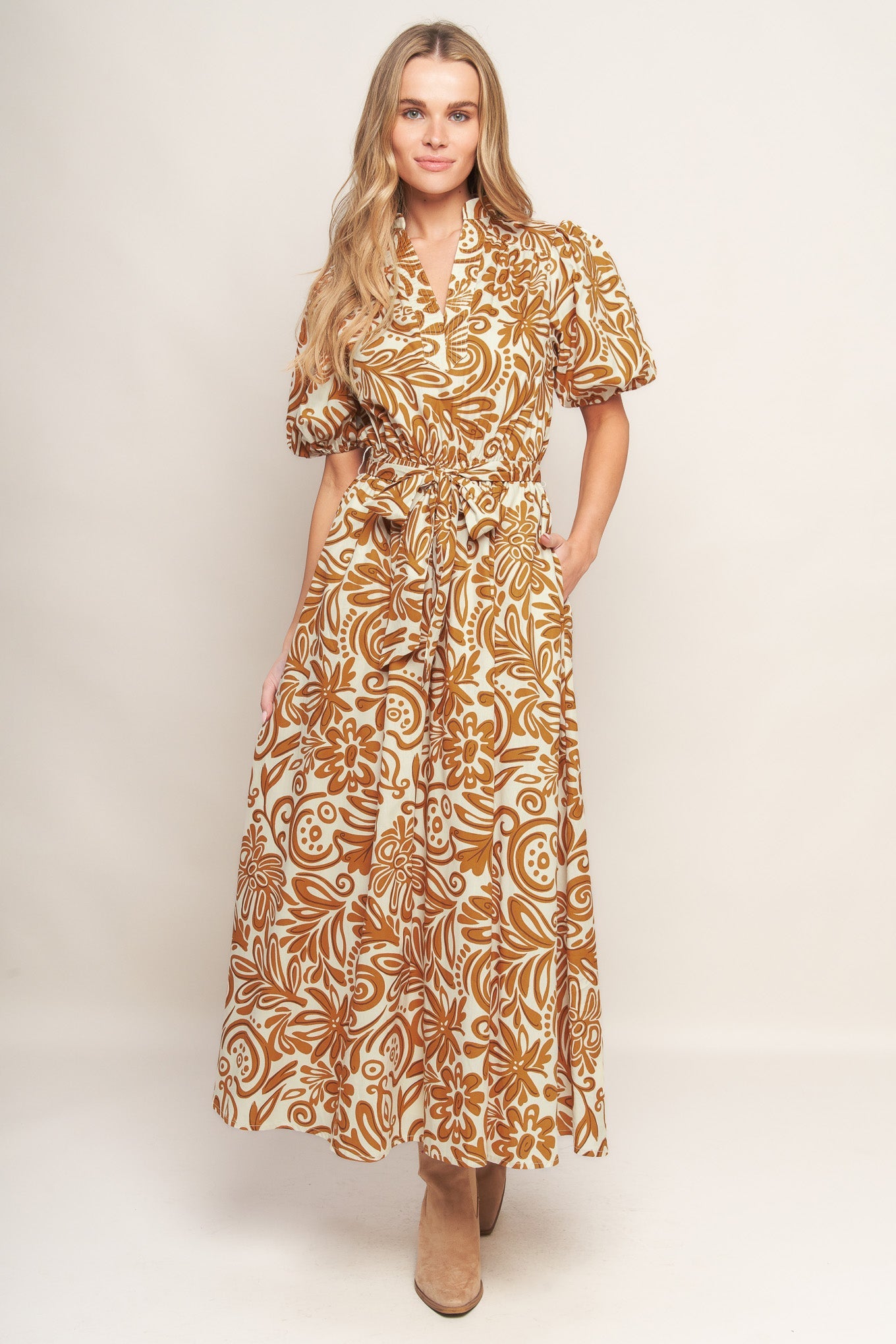 cinnamon midi dress Copper Bloom Midi Dress- Cinnamon Large