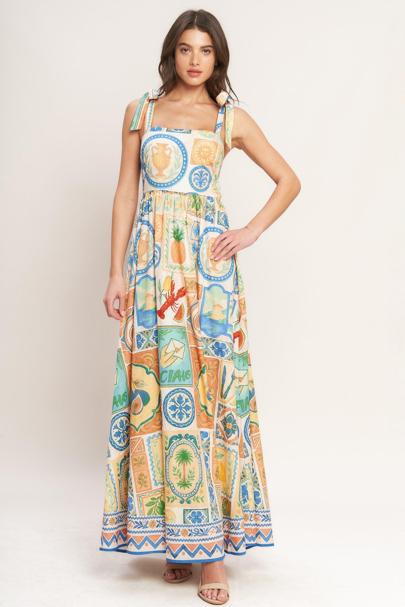 AMALFI POSTCARD WOVEN MAXI DRESS