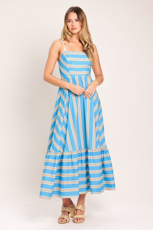 BREEZE STRIPE WOVEN MIDI DRESS