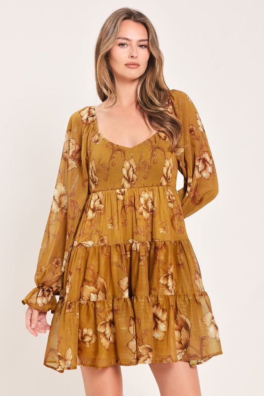 SAFFRON GARDEN MUSE WOVEN MINI DRESS