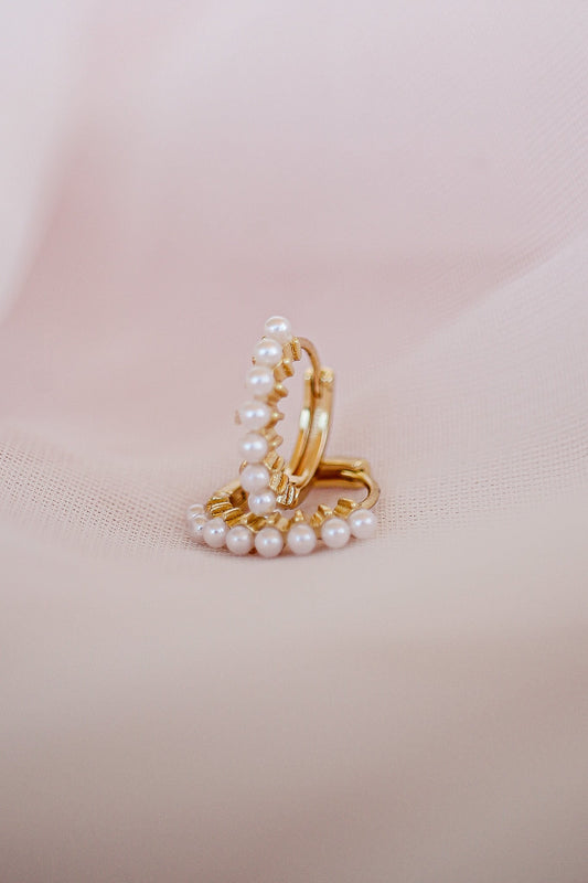 Pearl Huggie Hoop