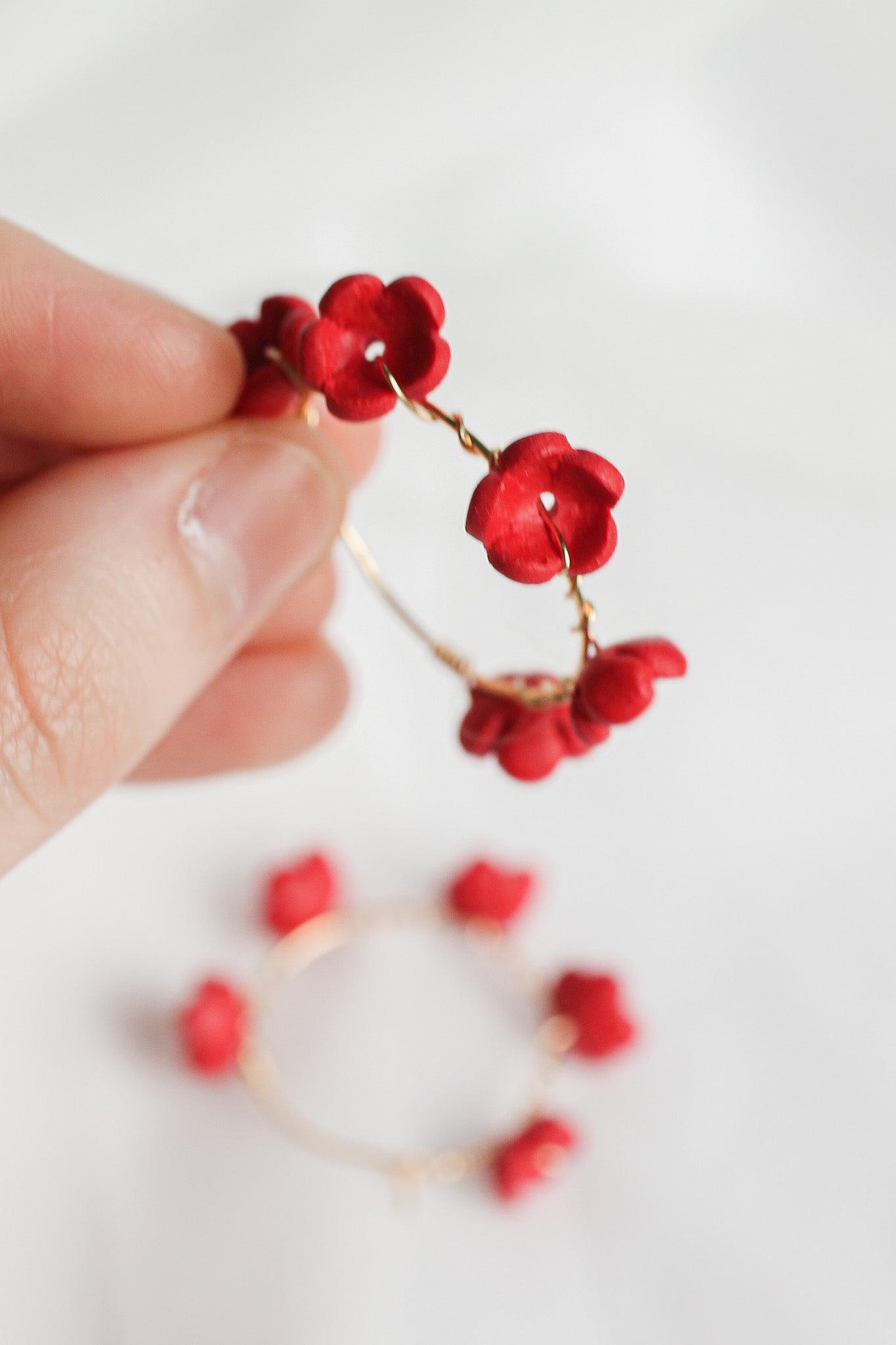 Poppy Hoop in Cherry Red (Gold Filled)