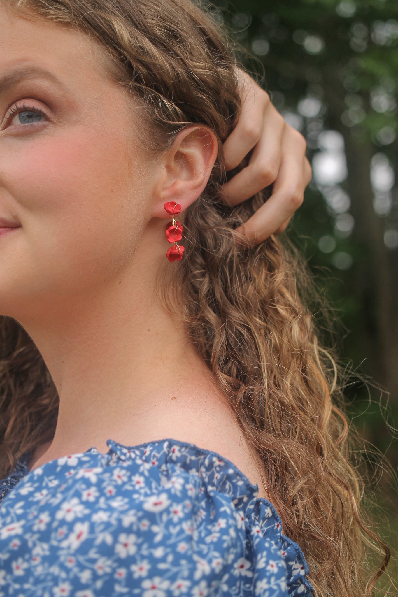 Poppy Hoop in Cherry Red (Gold Filled)
