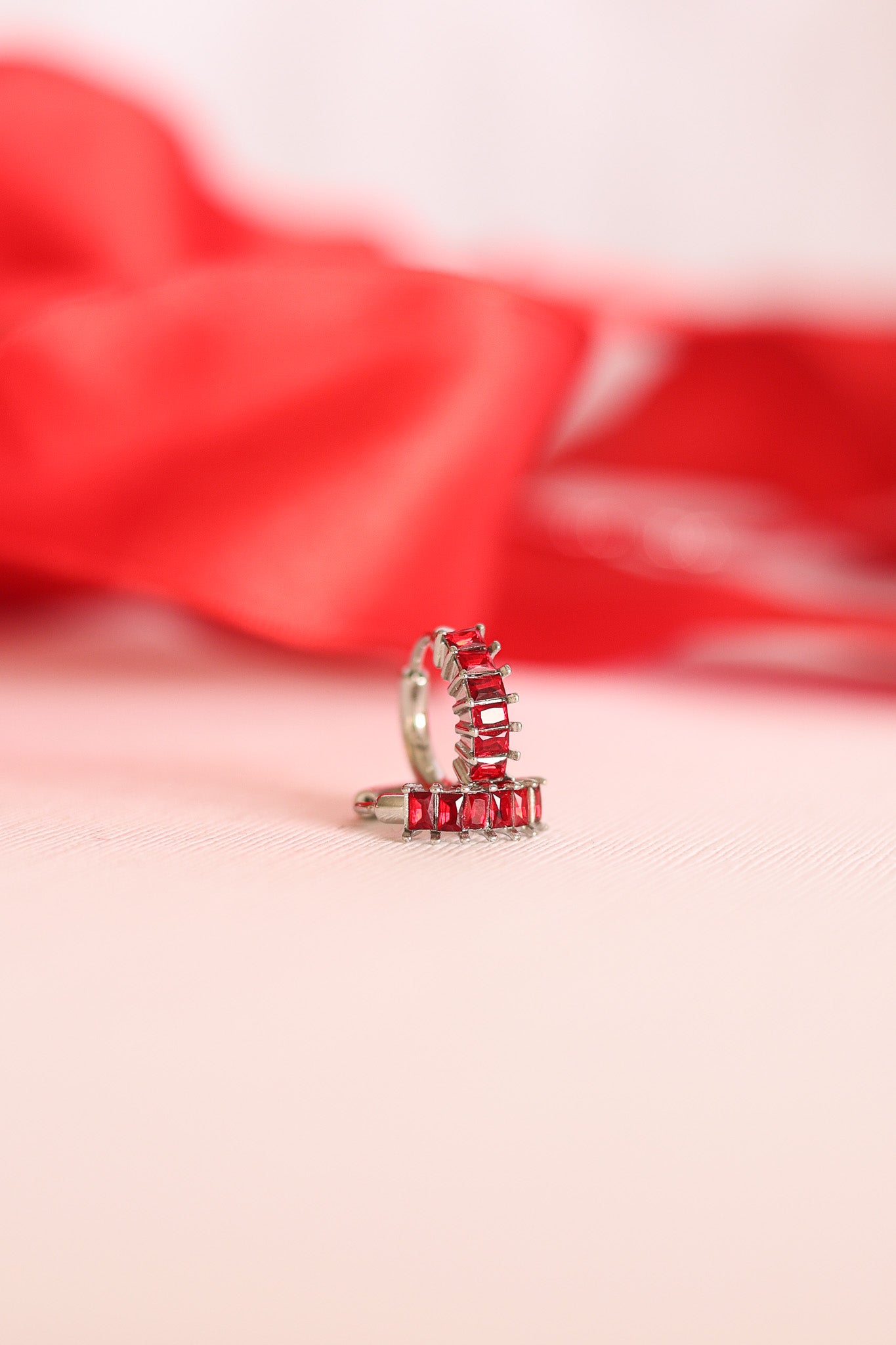 Diamond Hoop in Red