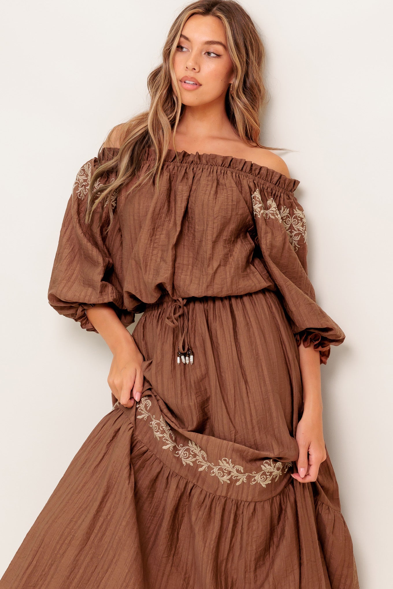 FULL SPEED AHEAD BROWN WOVEN TOP