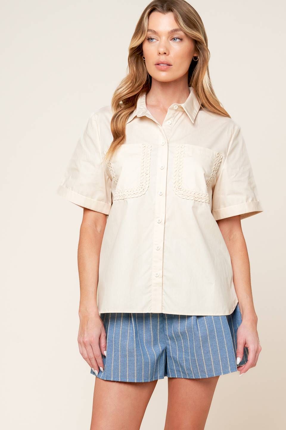 LAYTON CREAM WOVEN TOP