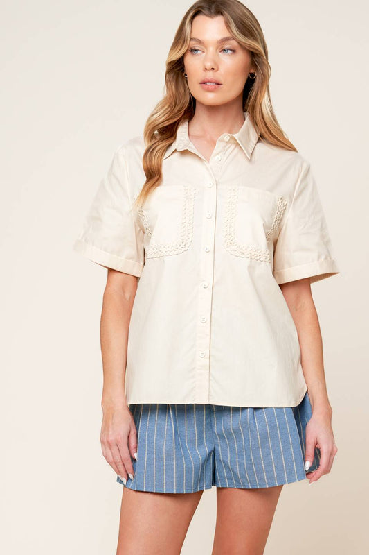 LAYTON CREAM WOVEN TOP