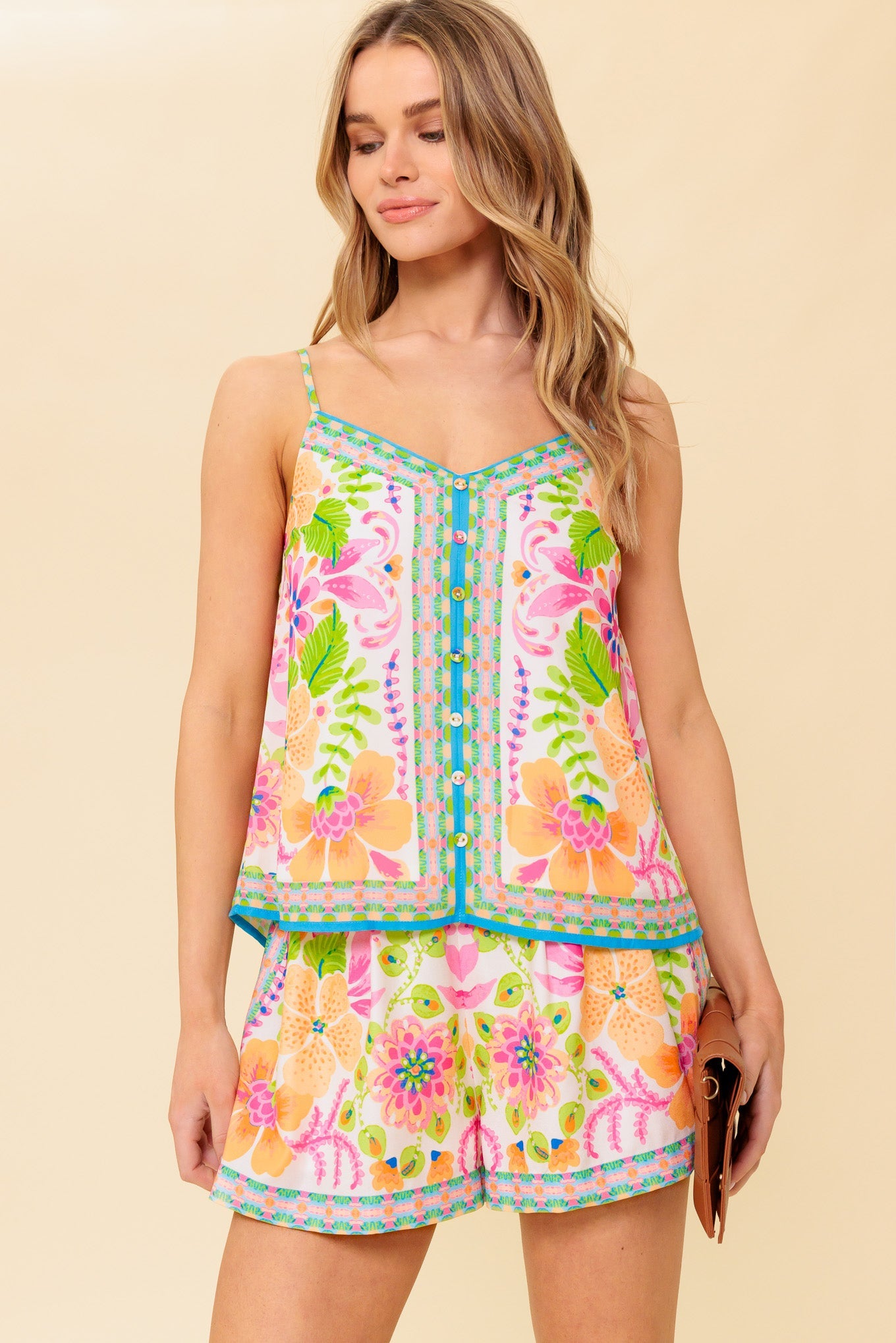 FOR THE RECORD IVORY WOVEN TOP AND SHORT SET