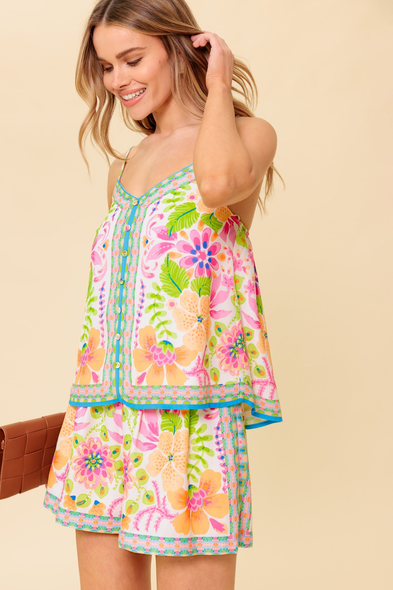 FOR THE RECORD IVORY WOVEN TOP AND SHORT SET