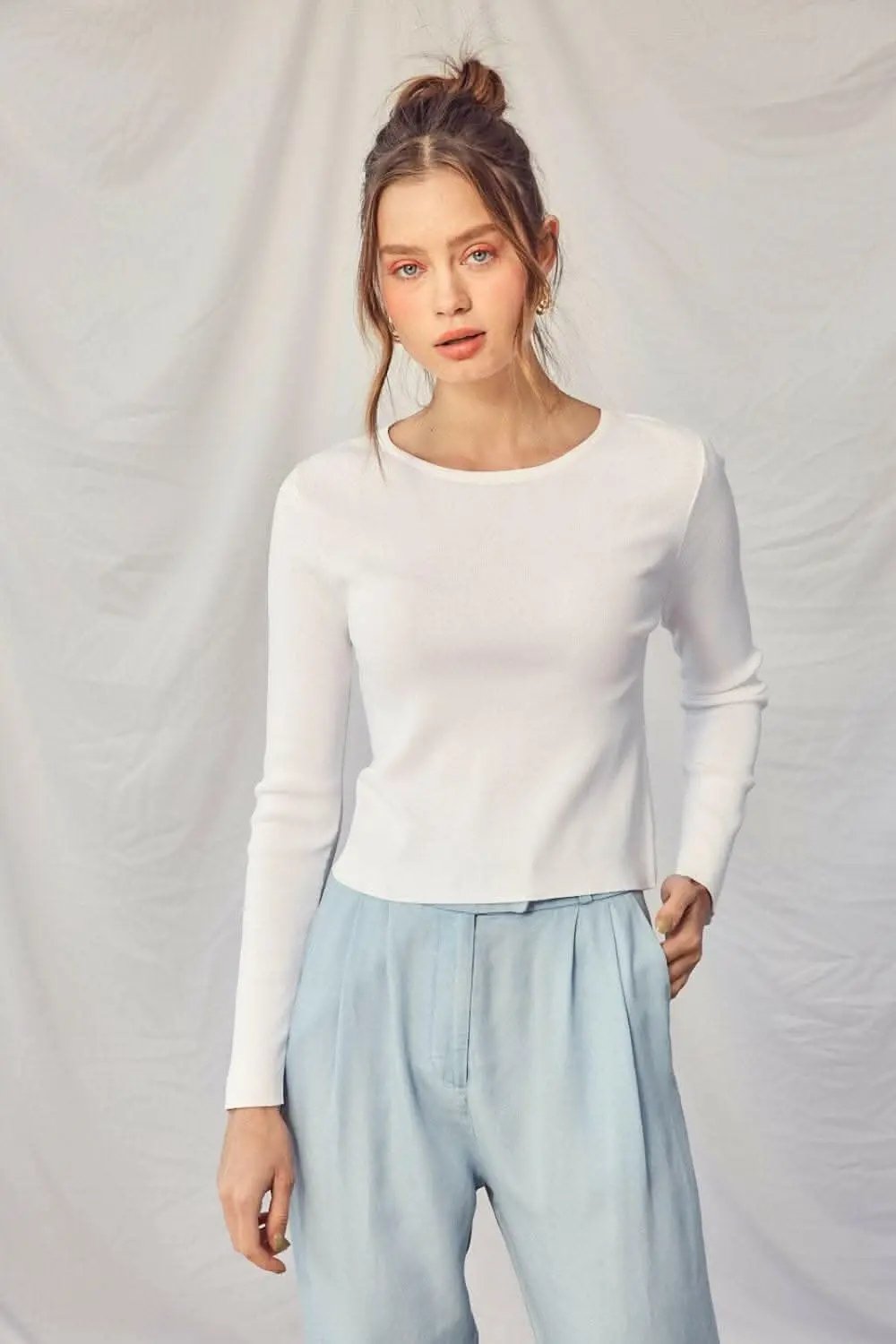 Sweaters Trendsi Twisted Backless Knit Top Women's Casual Long Sleeve Top - USA Made