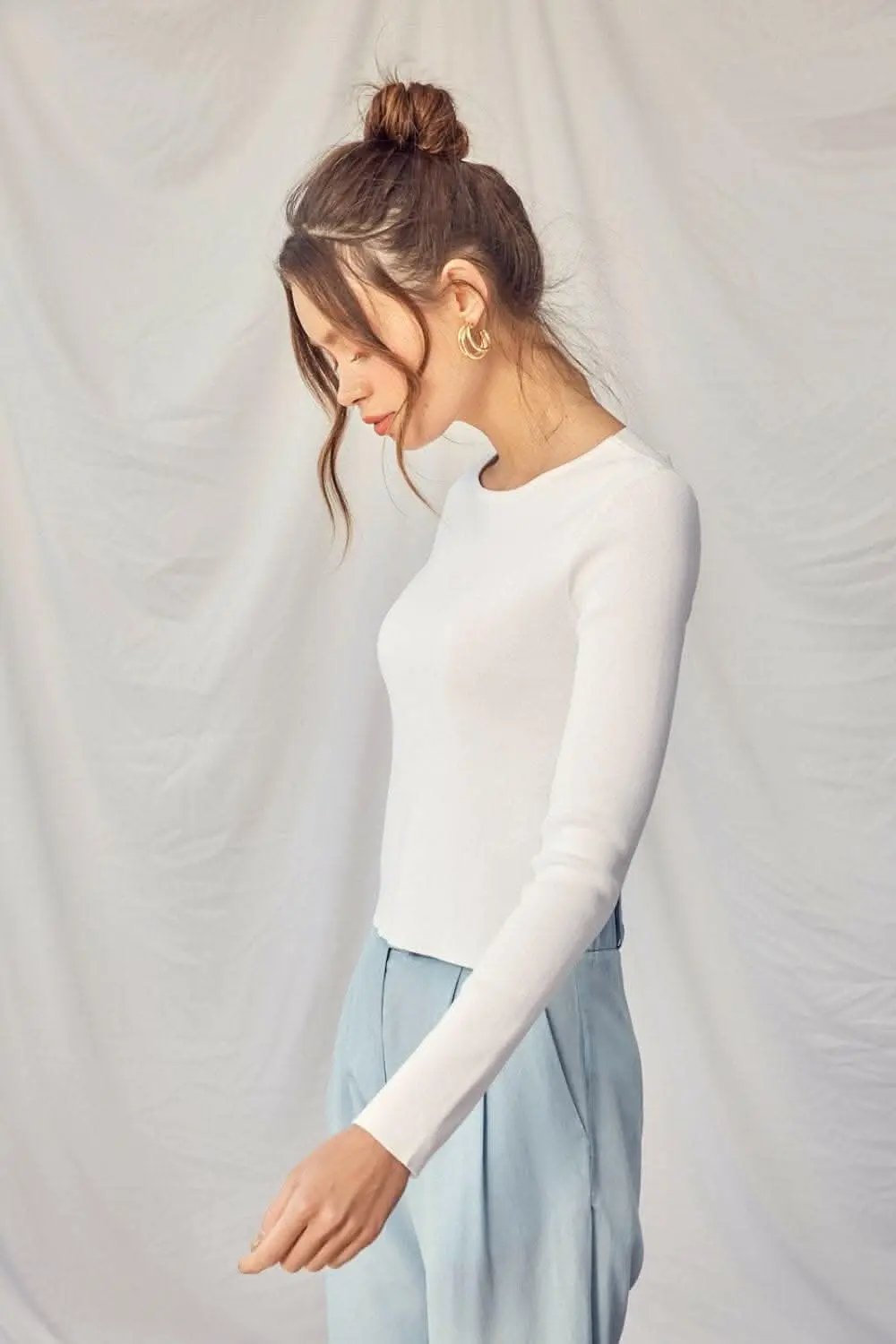 Sweaters Trendsi Twisted Backless Knit Top Women's Casual Long Sleeve Top - USA Made