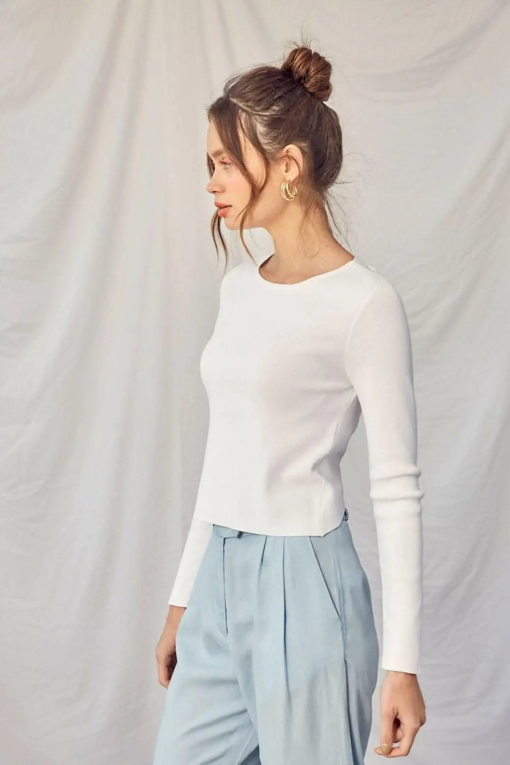 Sweaters Trendsi Twisted Backless Knit Top Women's Casual Long Sleeve Top - USA Made