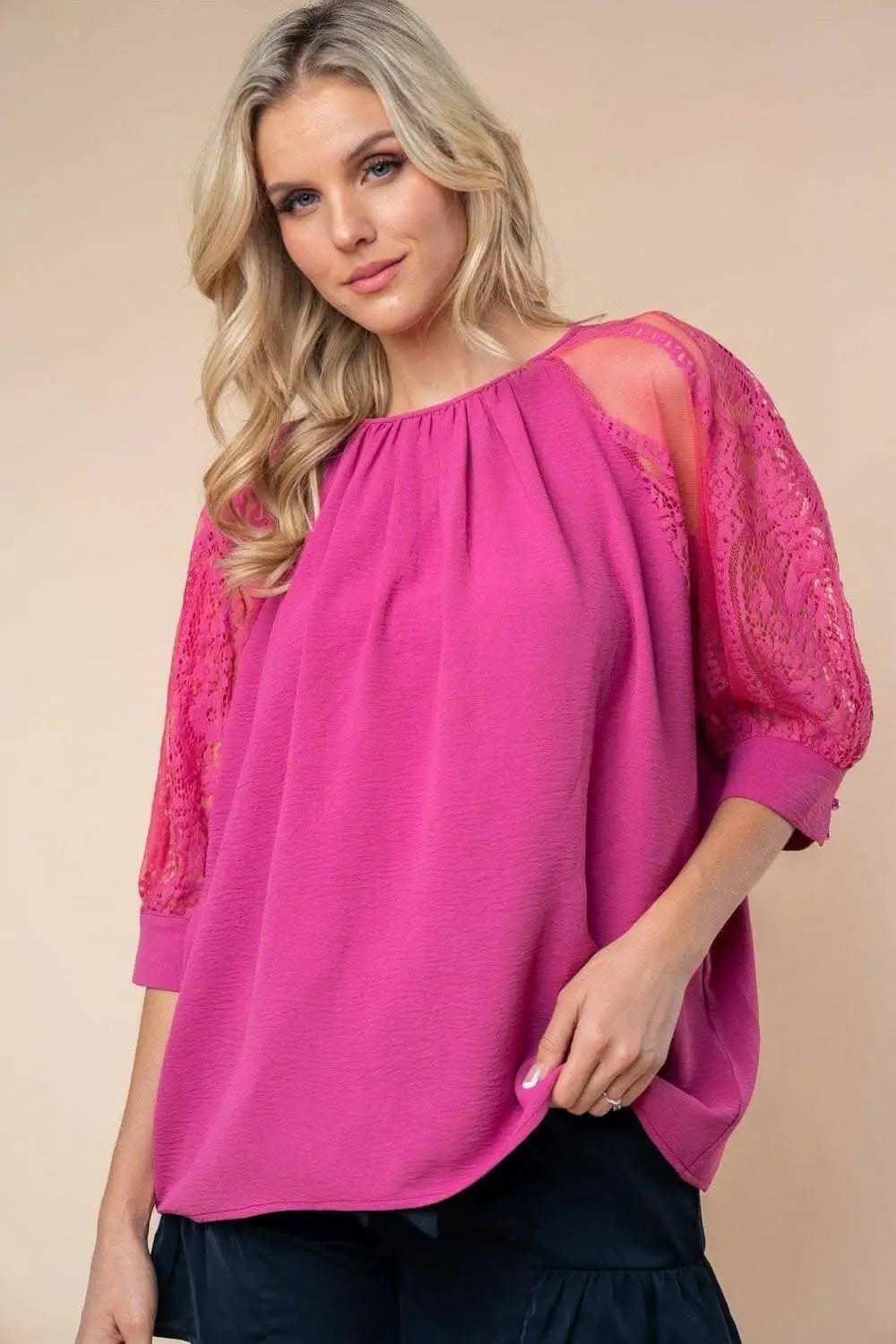 Trendsi Lace Sheer Blouse Ivory — Elegant Women's Top