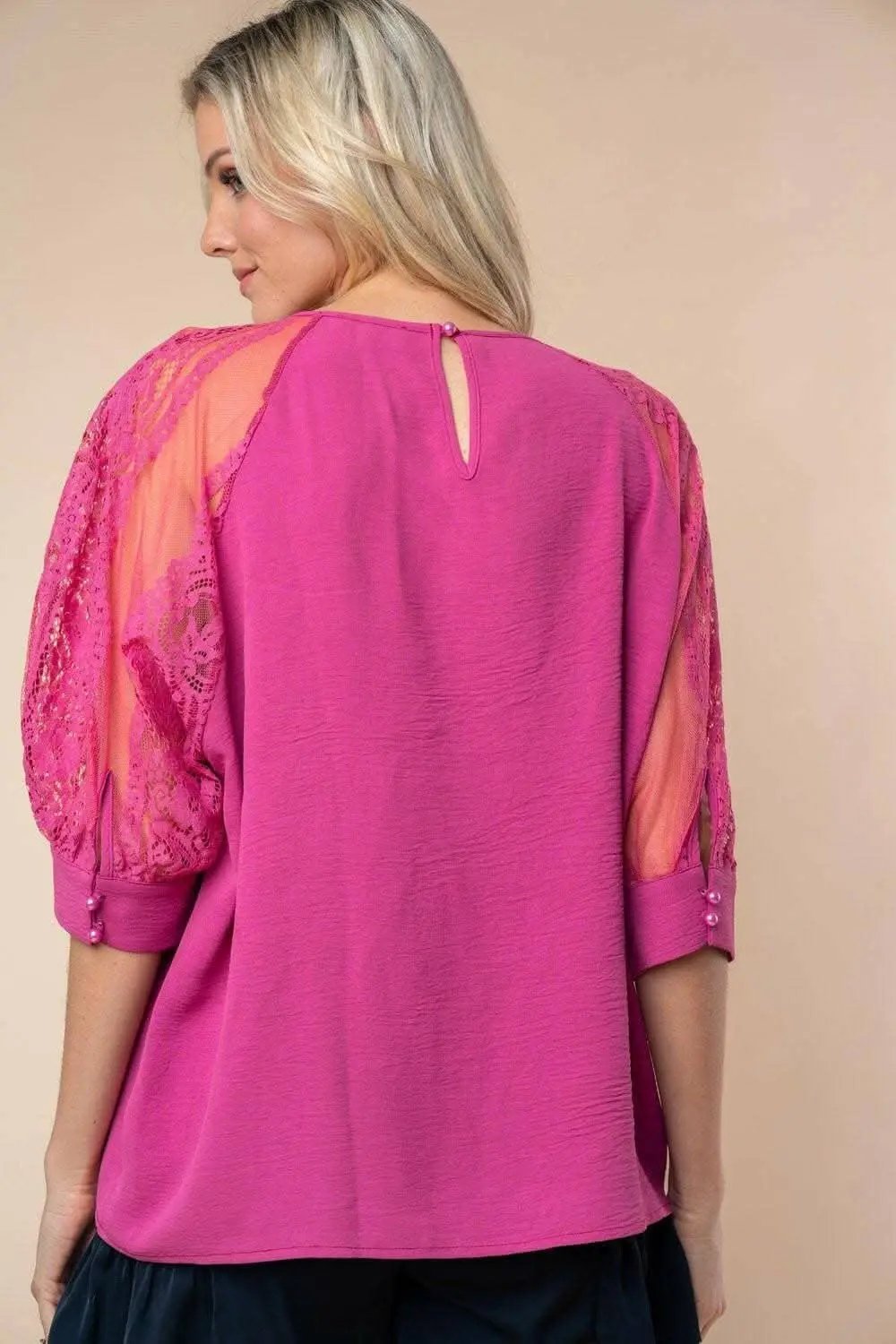 Trendsi Lace Sheer Blouse Ivory — Elegant Women's Top