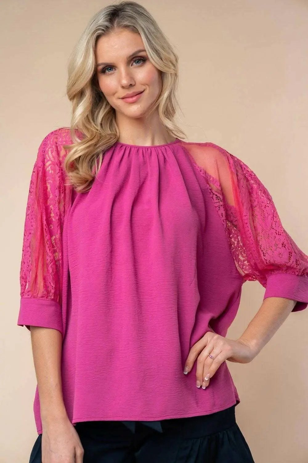 Trendsi Lace Sheer Blouse Ivory — Elegant Women's Top