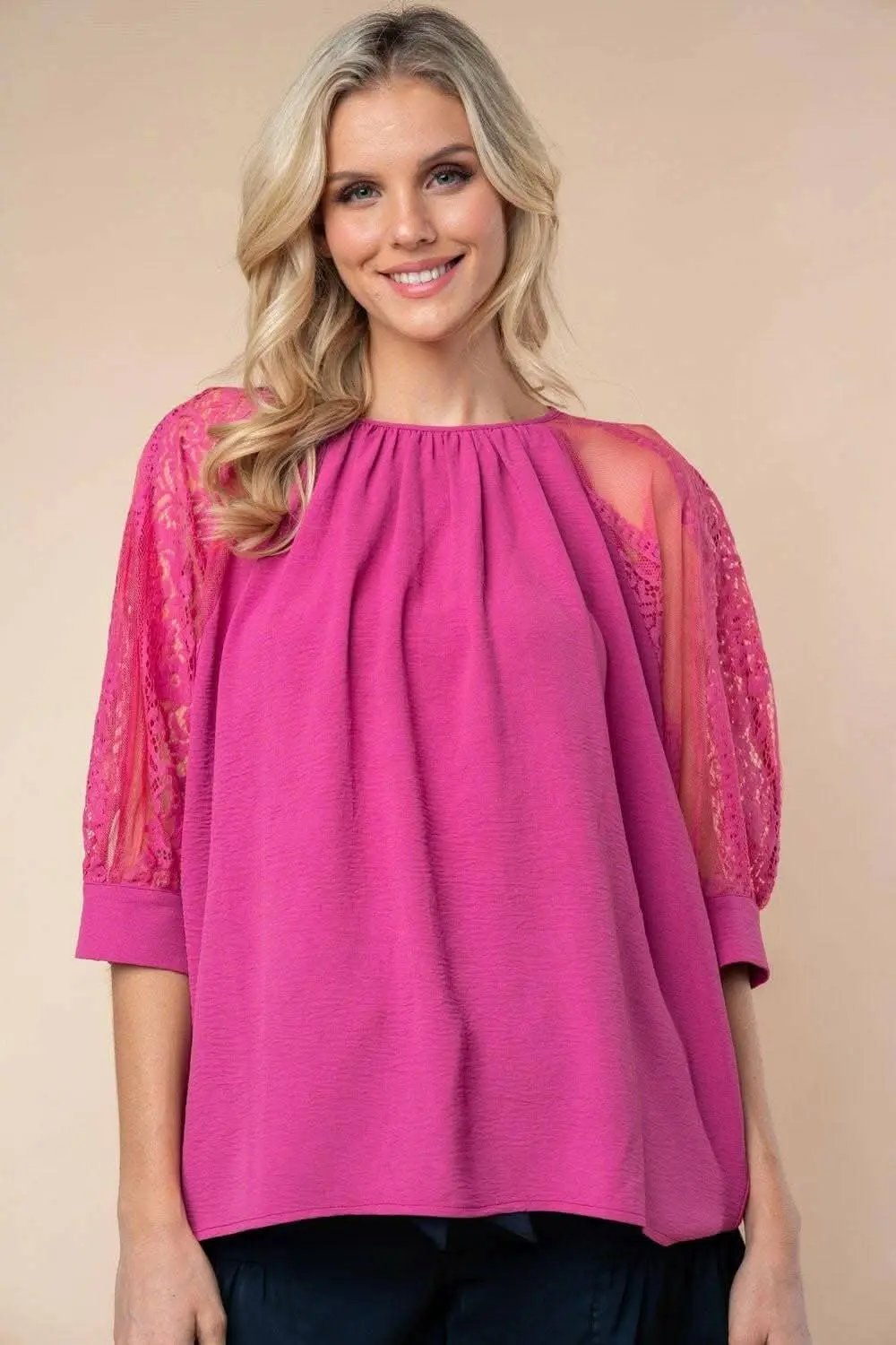 Trendsi Lace Sheer Blouse Ivory — Elegant Women's Top