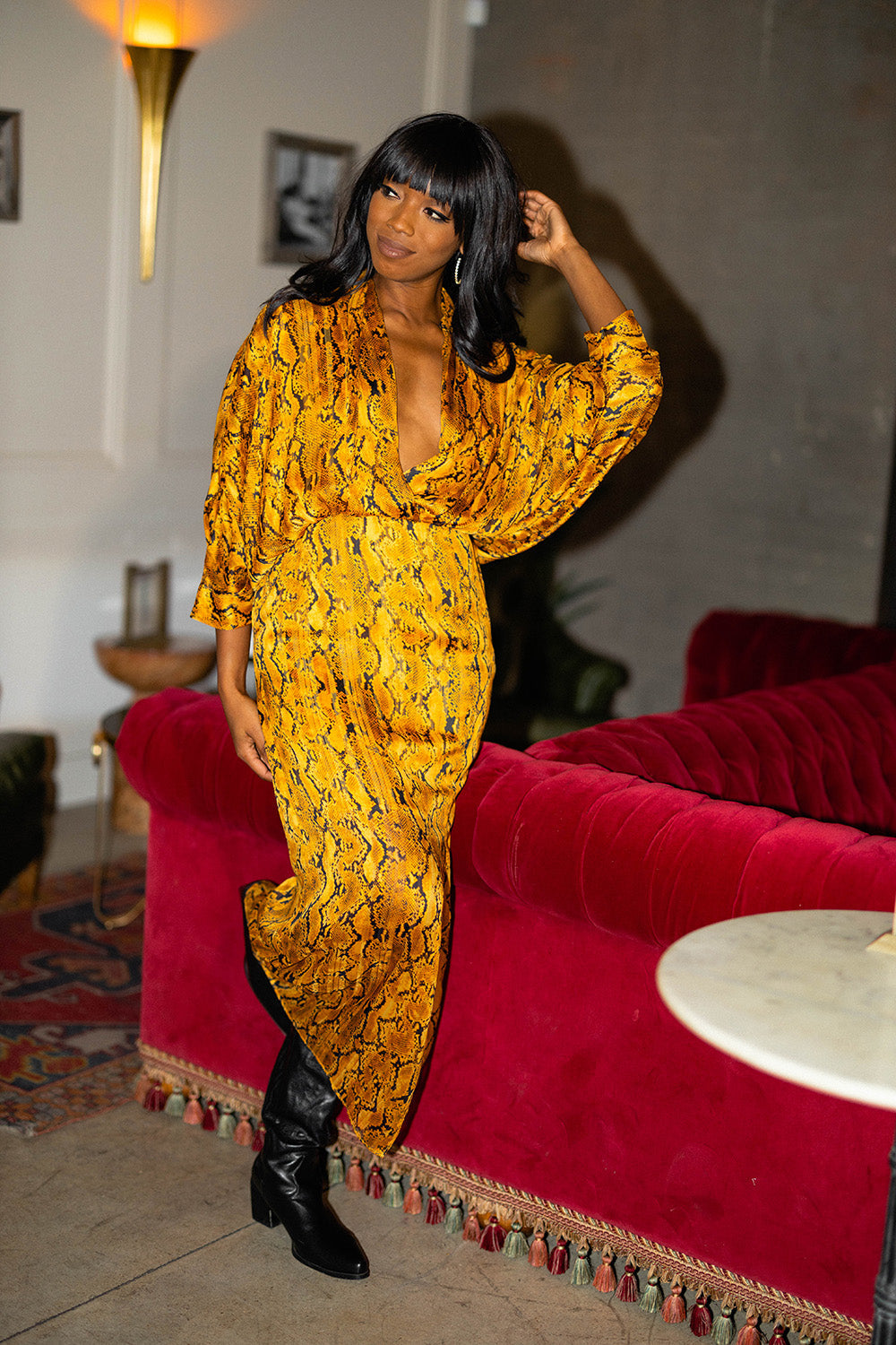 Jude Long Sleeve Maxi Dress - Snake Charmer