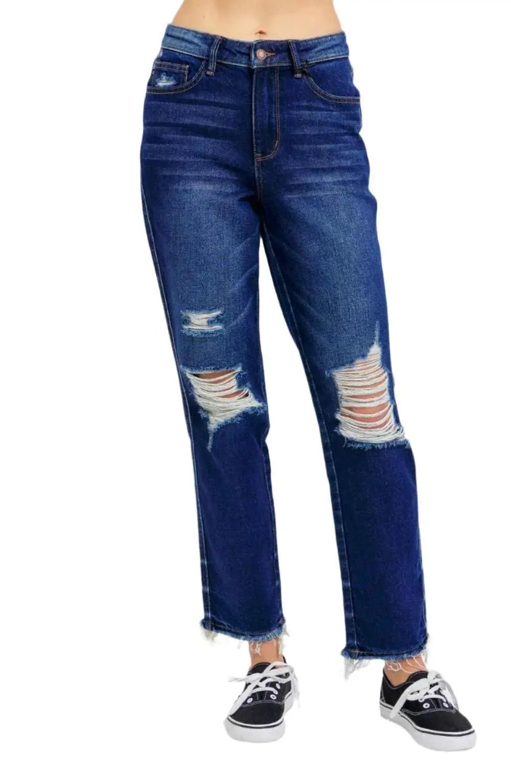 Denim Vest High Waist Jeans by Trendsi - Stretch