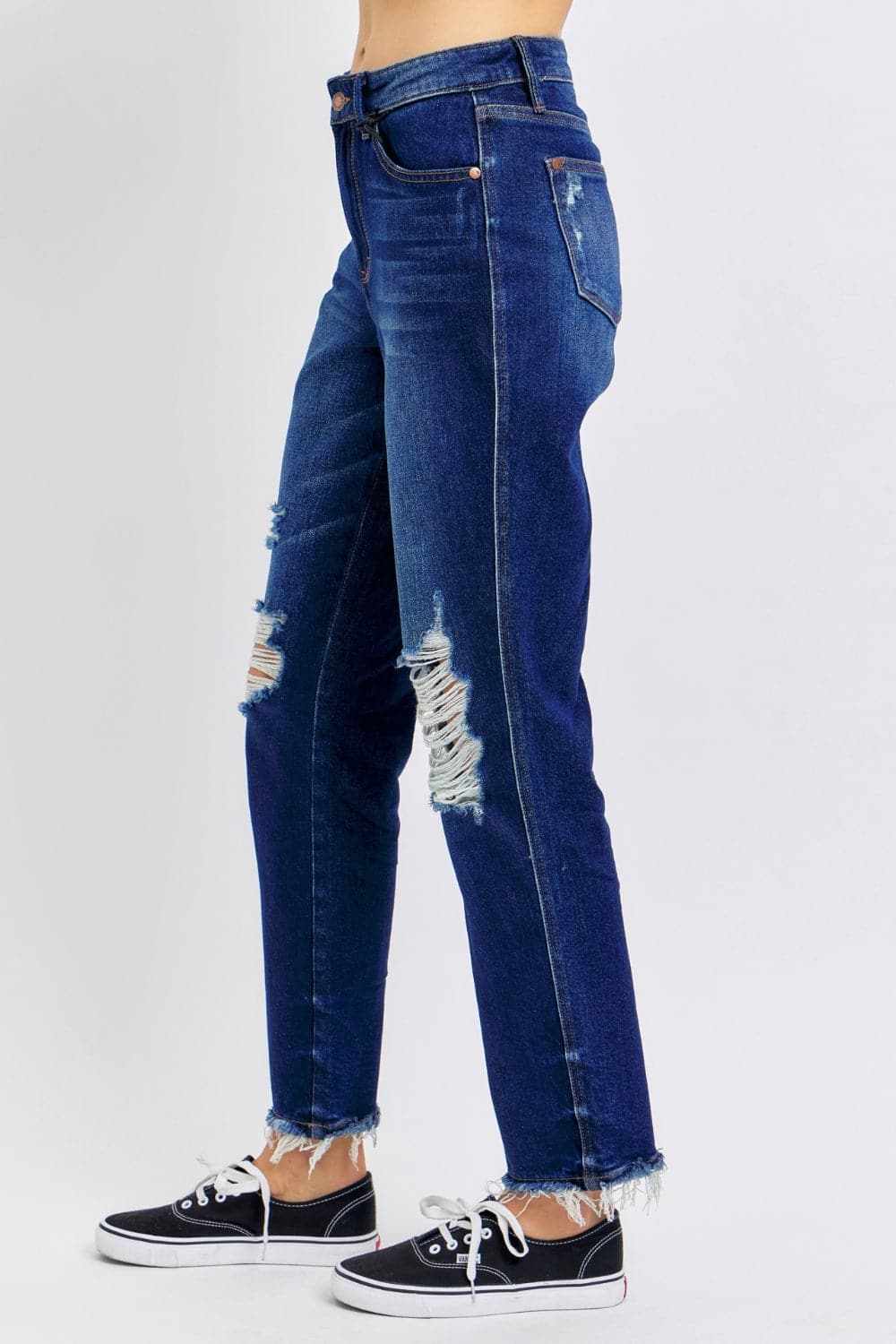 Denim Vest High Waist Jeans by Trendsi - Stretch