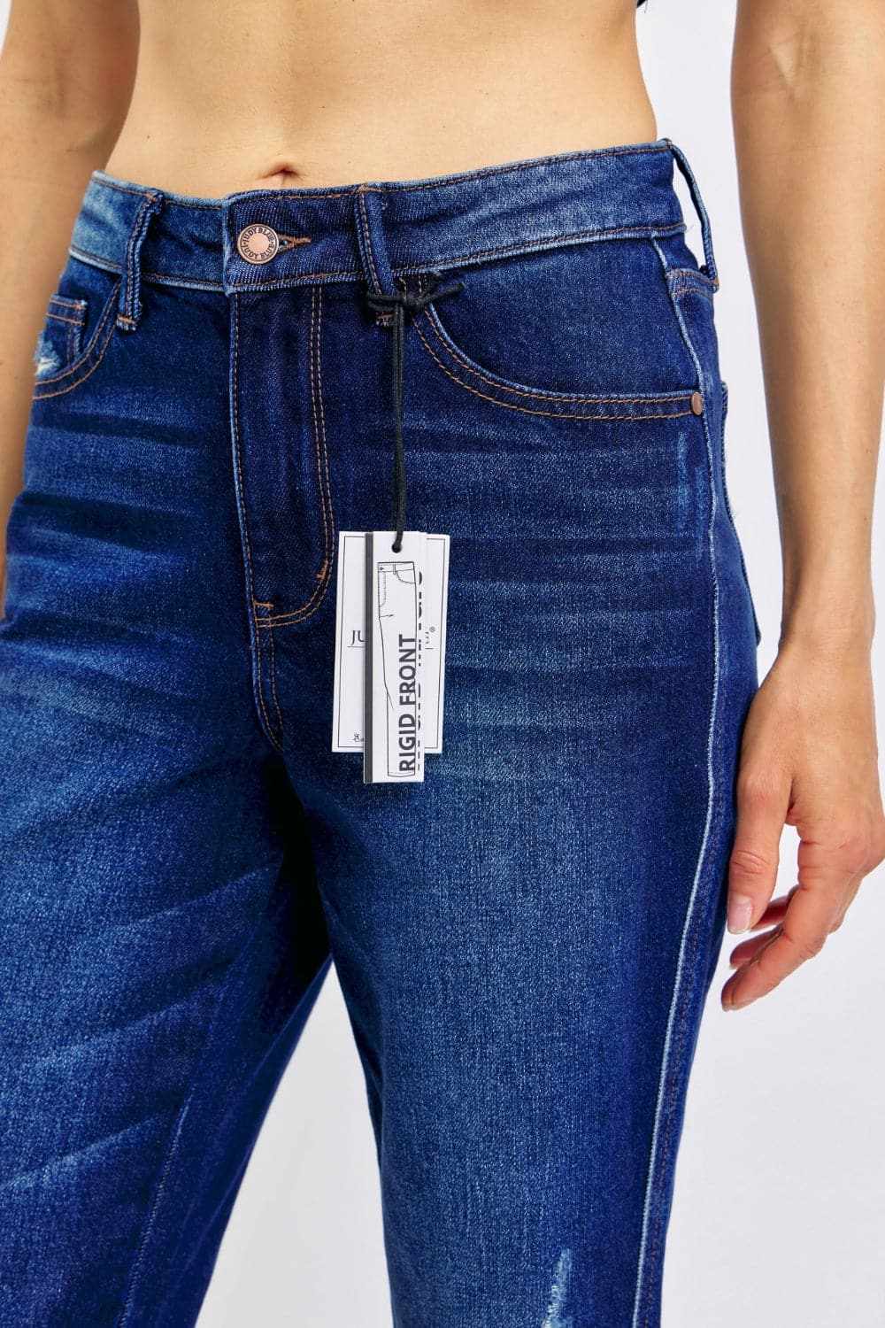 Denim Vest High Waist Jeans by Trendsi - Stretch