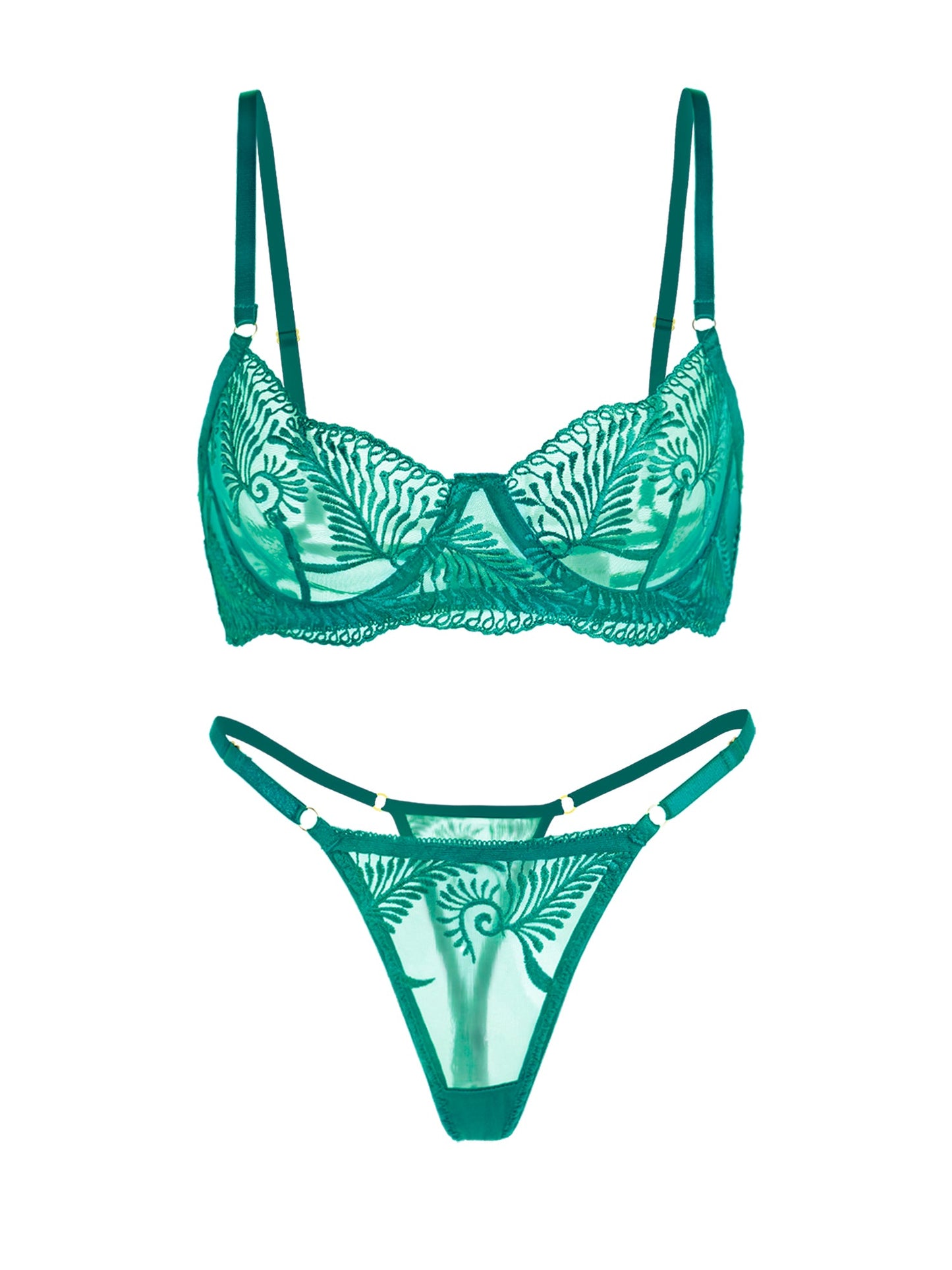 Green Elegant Essence Embroidery Lingerie Set
