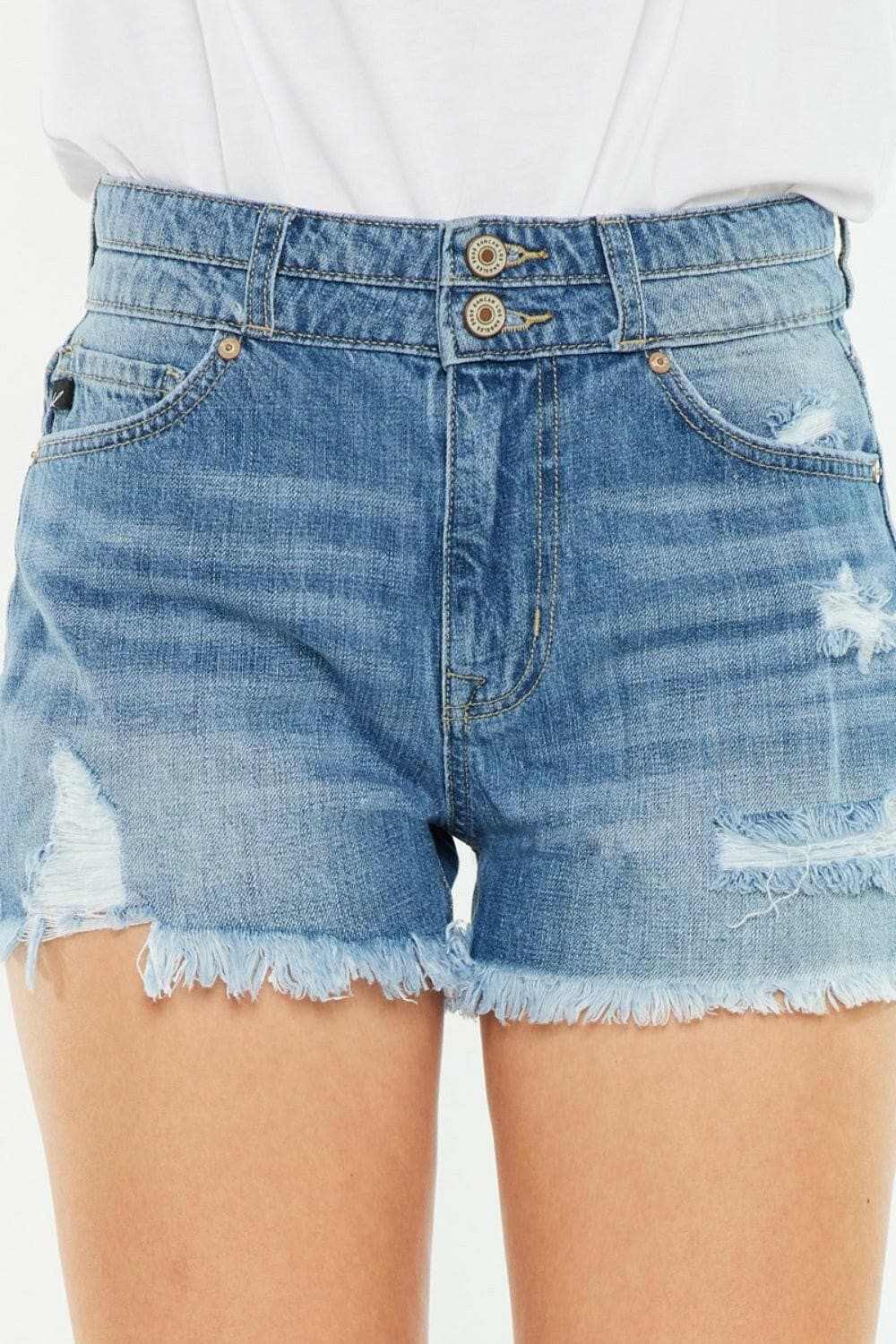High Rise Denim Shorts by Trendsi Kancan