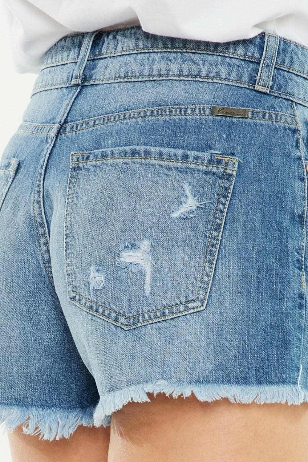 High Rise Denim Shorts by Trendsi Kancan