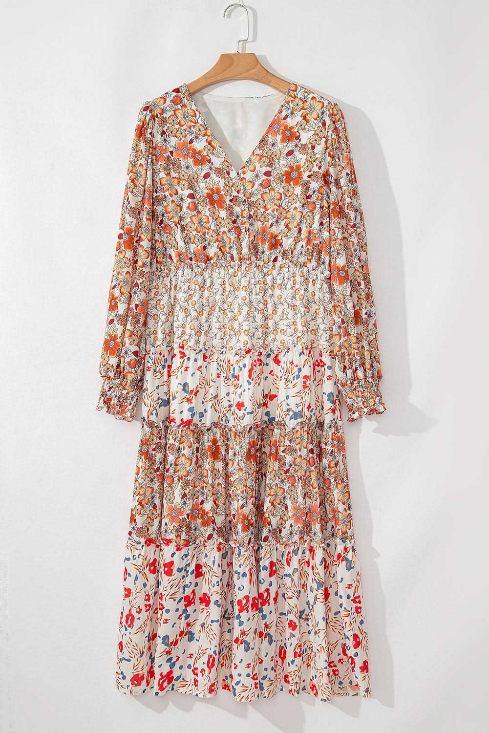 Dresses Love Salve Khaki Floral Maxi Dress Women's Fall Southern Belle Style + Comfy Fit