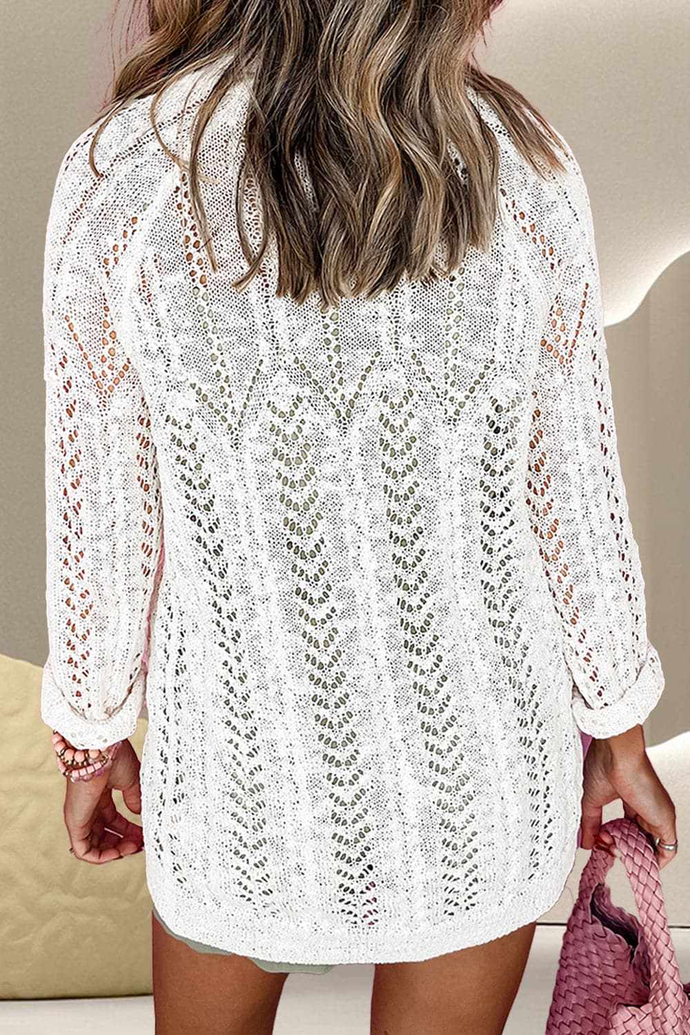 Sweaters Trendsi Lace-knit open cardigan - acrylic