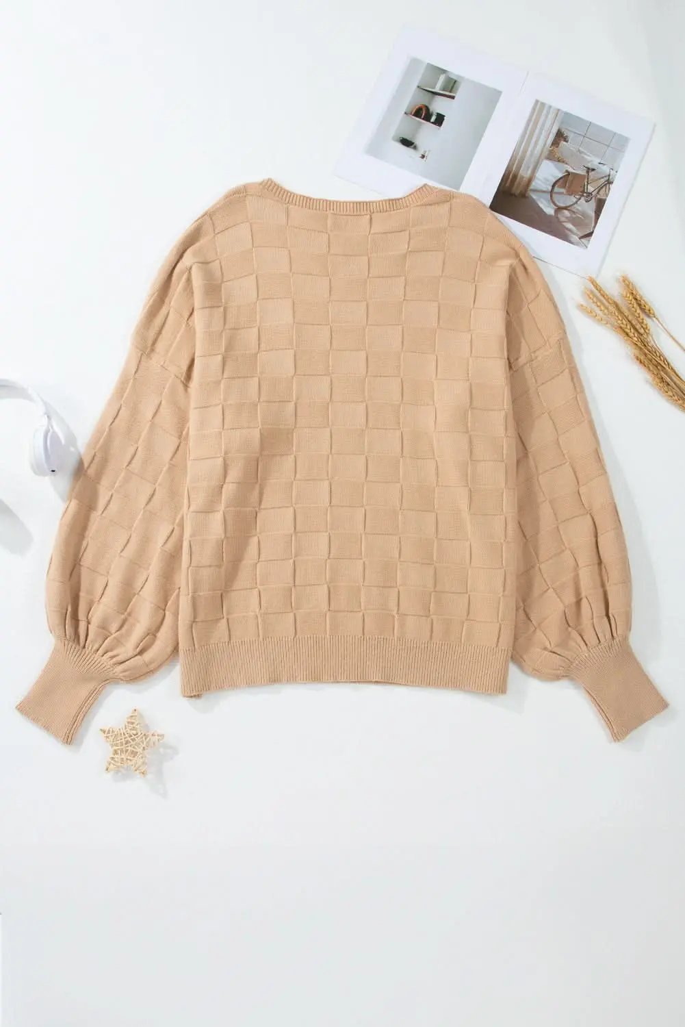 Pants Love Salve Beige Knit Sweater Women's Daily Wear Pullover Modern Style Winter