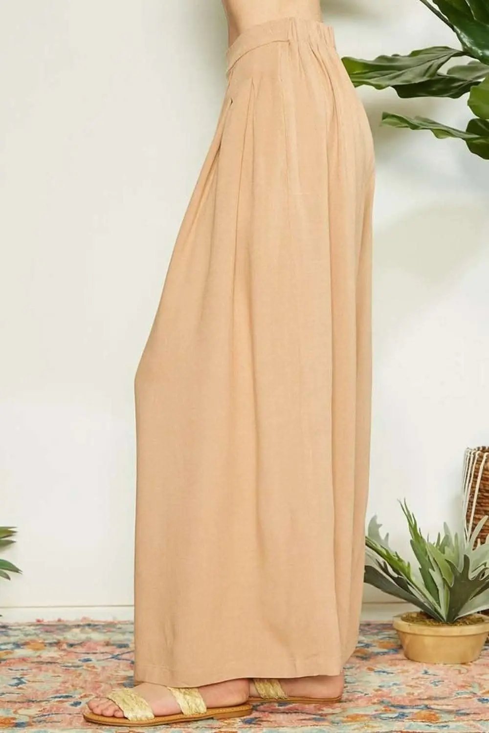 Trendsi Wrap Pleating Pants Women's Casual Wide Leg Trousers - Comfy & Stylish
